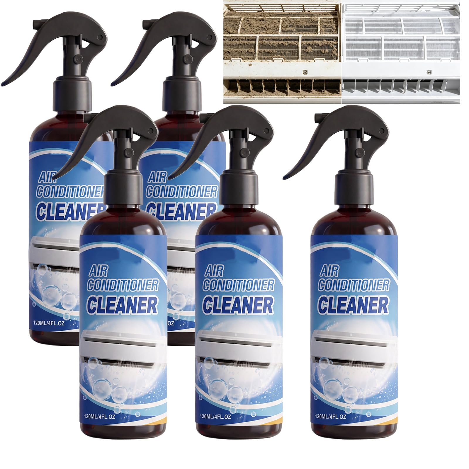 Klimaanlagen-Reinigungsschaum, No-Rinse Air Conditioner Cleaner Spray, Mehrzweck-Schaumspray, Verdampfer & Kondensator Spulen Reiniger, hebt Schmutz und Dreck von innen heraus (5PCS)