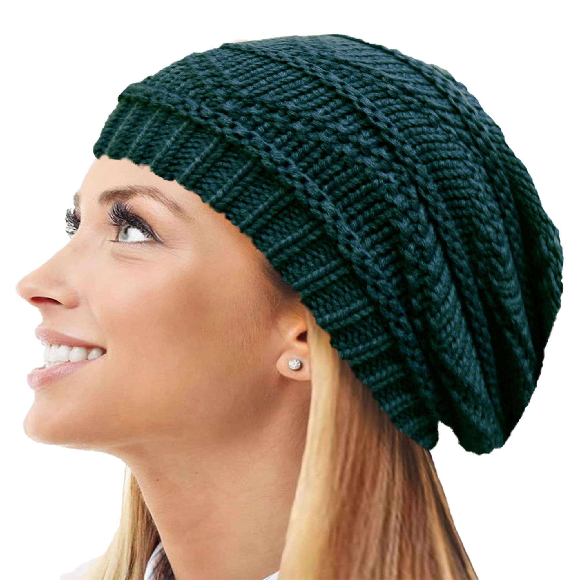 Toskatok Women's Teal Knit Slouch Winter Hat/Beanie