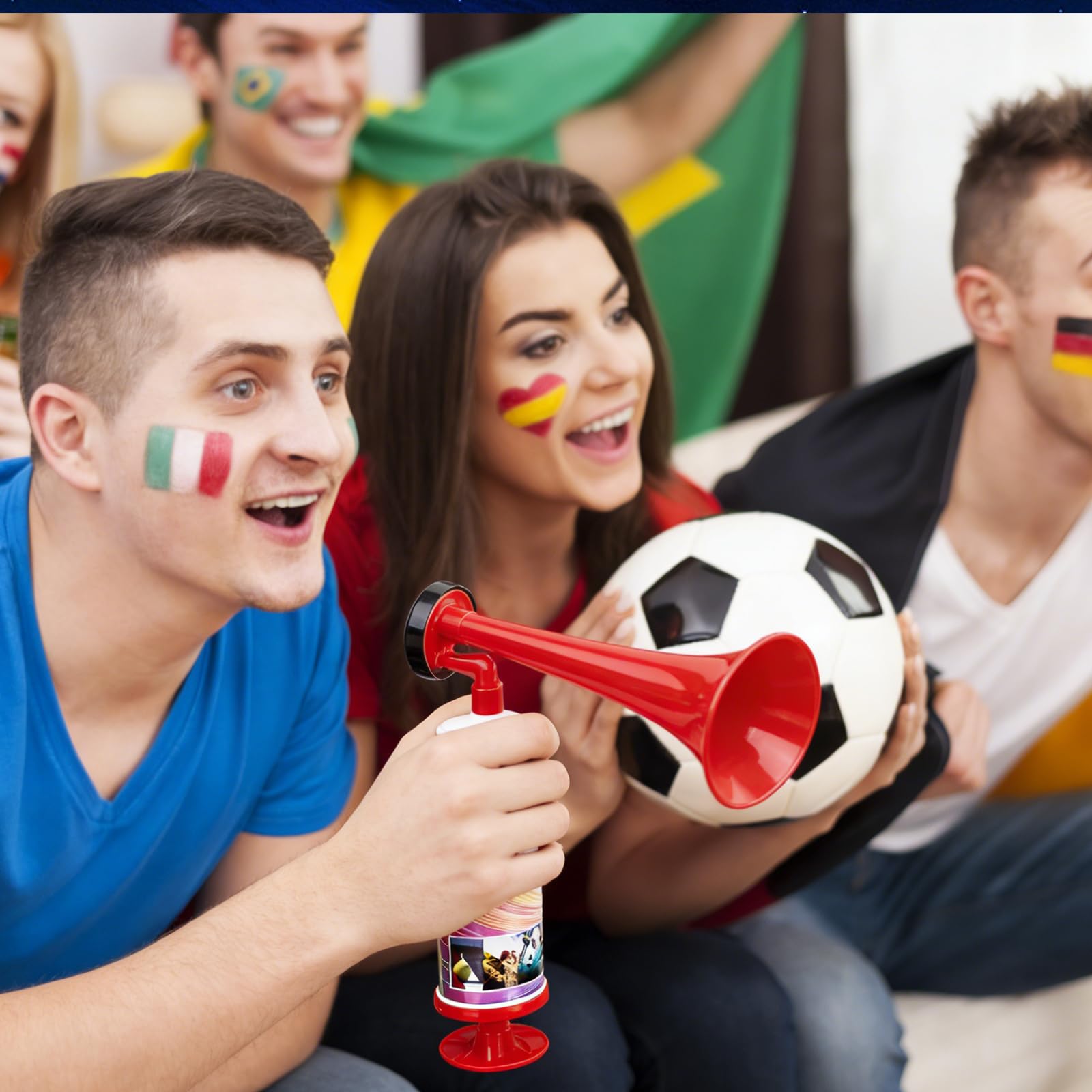 Tromba Stadio ad Aria Manuale, 2 Pezzi Palmare Air Horn Stadion Trombo, Trombe ad Aria Compressa per Tifare alle Partite e alle Feste della Coppa del Mondo