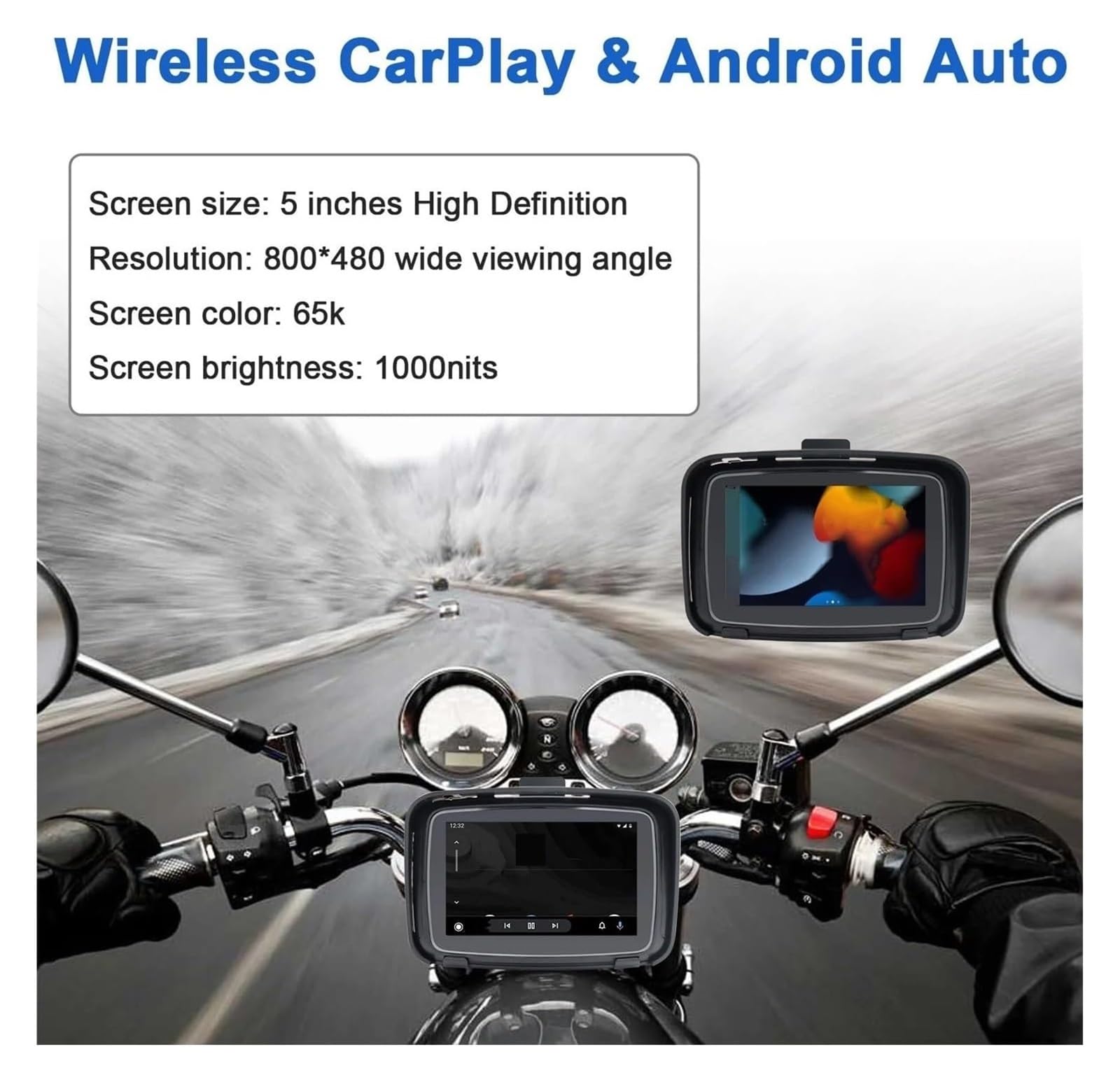 Support De Navigation Moto Écran De Navigation GPS Portable Étanche De 5 Pouces pour Moto Coque De Navigation sans Fil pour Moto