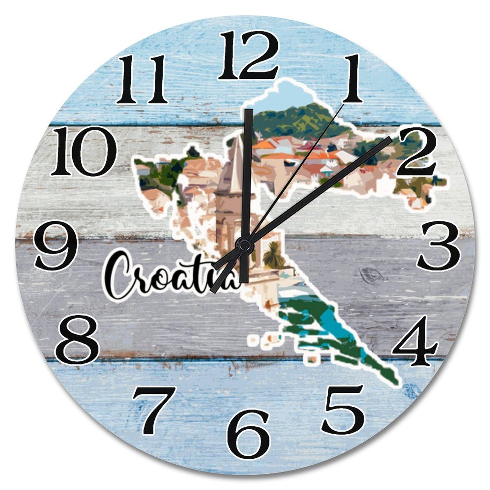 Horloge murale Croatie paysage horloge moderne silencieuse à piles