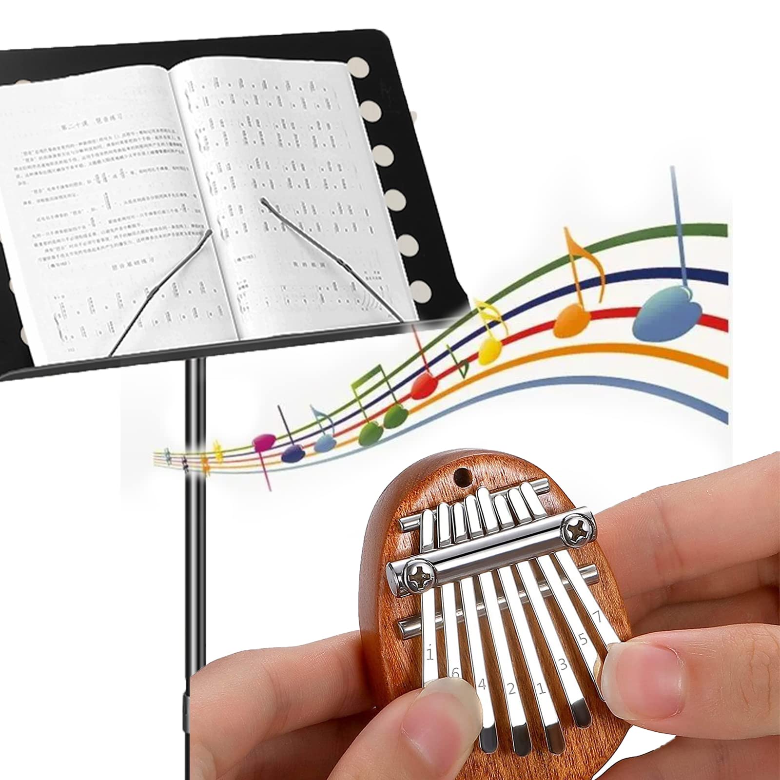 GERUI mini Karumba 8-Tasten, tragbares Karumba, hochwertiges, zartes Finger und Daumen Karumba Klavierinstrument, das für Anfänger, Kinder und Erwachsene notwendig ist (wood)