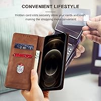 Vista 6 de Jasonyu Flip Wallet Case for iPhone 12 Pro Max,Leather Magnetic Folio Cover with Card Holder,Kickstand - TPU Shockproof Durable Protective Phone