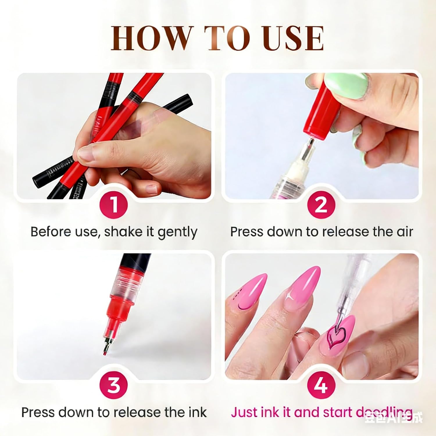Nail Art Marker Professional Set, 12 Colors Water-Based Quick Dry Pens, 0.5mm Tips for Nail Painting and Artistic Decorations