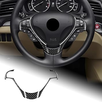 AIRSPEED for Acura ILX 2013-2022 Center Console Steering Wheel Button Frame Cover Carbon Fiber Interior Trim Accessories, Black