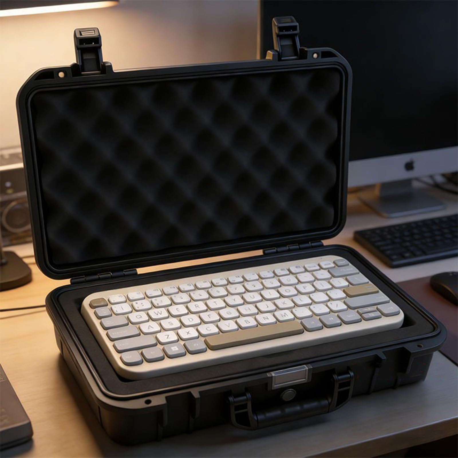 Custodia rigida, impermeabile, antiurto, antipolvere, custodia da viaggio per esterni, custodia per tastiera, protezione ergonomica per la conservazione, copertura per tastiera, borsa da