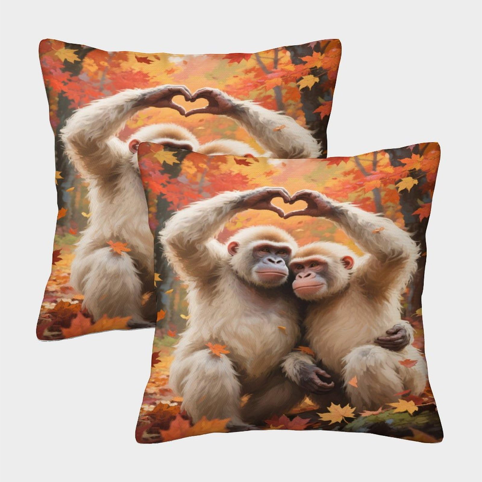 Emyxpaqm Style-9 Cushion Cases Orangutan Autumn Forest Throw Pillow Cover Polyester Set Of 2 Home Decorations For Sofa, Couch 50X50cm