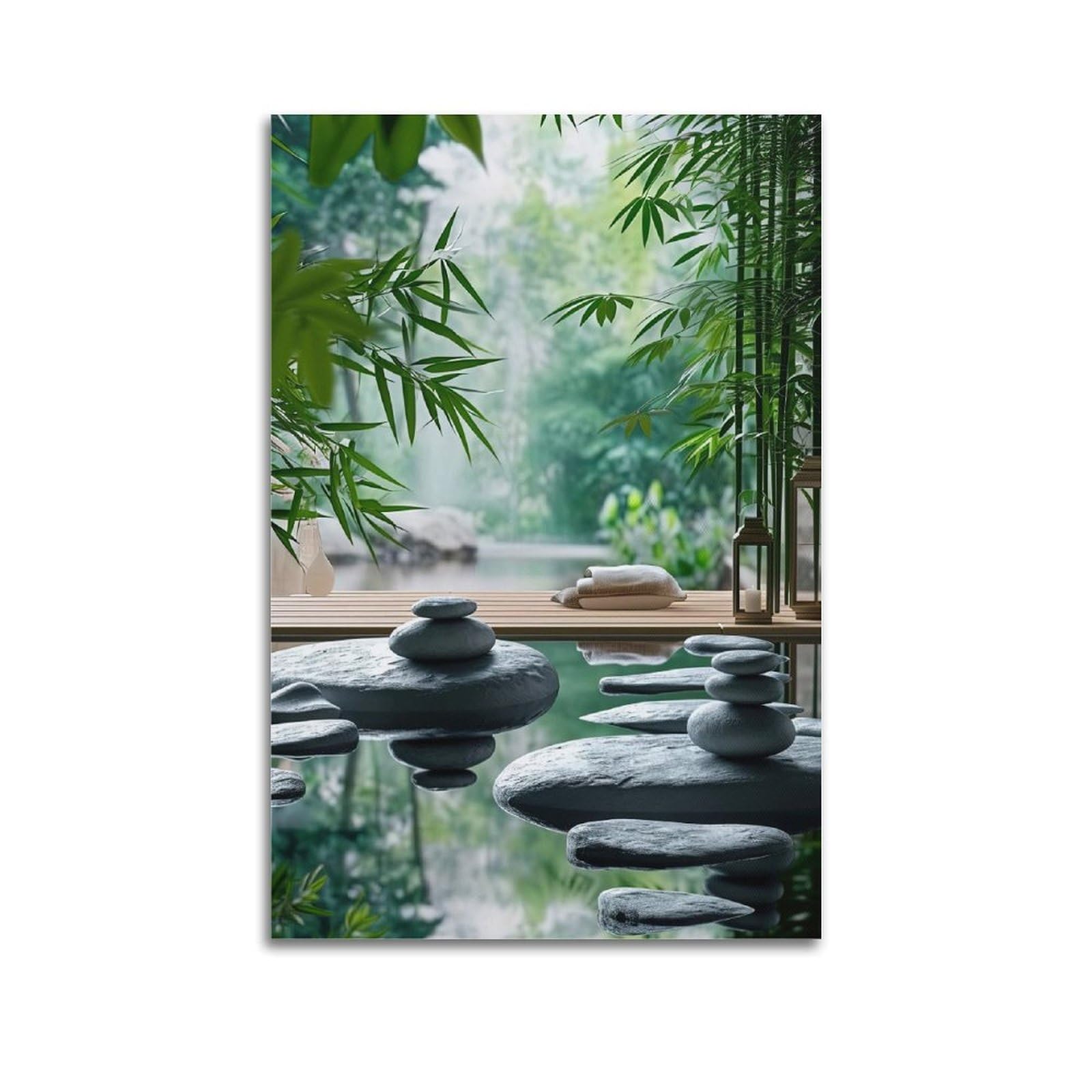 CPGLJD Zen Stones Poster Yoga Meditation Water Stone Pyramid Poster Decorative Painting Canvas Wall Posters And Art Picture Print Modern Family Bedroom Decor Posters 20x30inch(50x75cm)