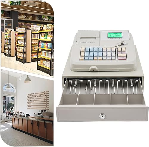 Miniatura 7 de Caja registradora electrónica, Sistema de gestión de efectivo de 48 llaves POS, 8 LED digital y caja registradora térmica para pequeñas empresas,
