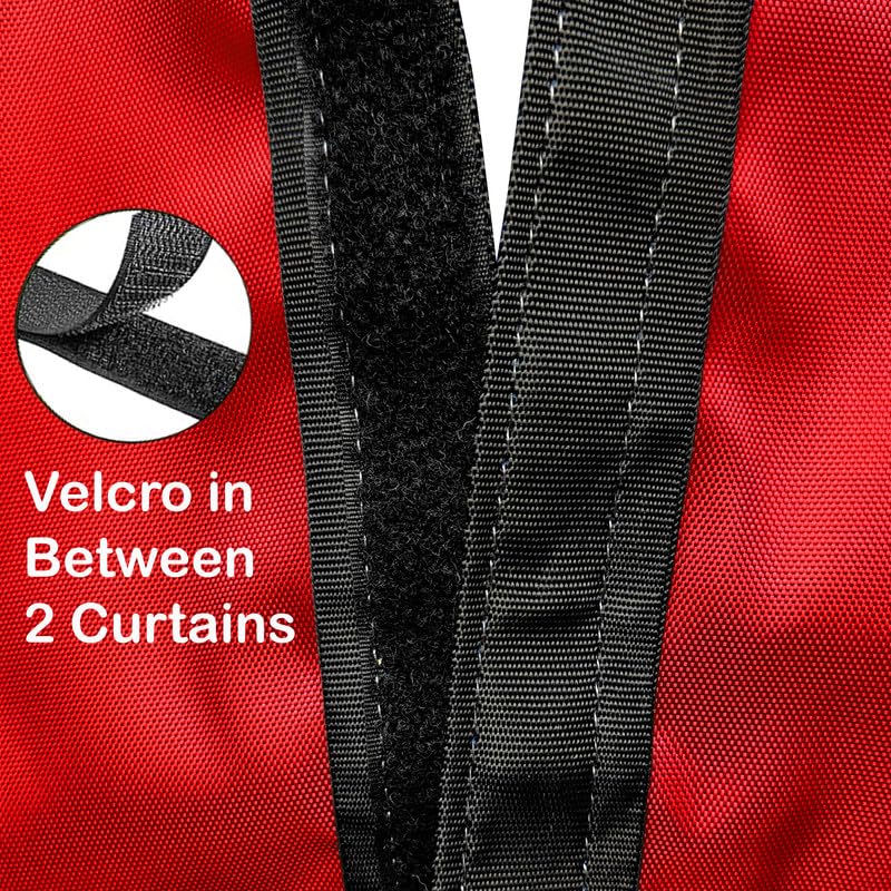 Image of Polyester with PVC Fabric Outdoor Waterproof Curtain with Top Eyelet Protect from AC, Sun, Dust & Rain Used for Balcony, Door & Window (Red Color 4.5 X 11 Feet, Pack of 2 Piece)