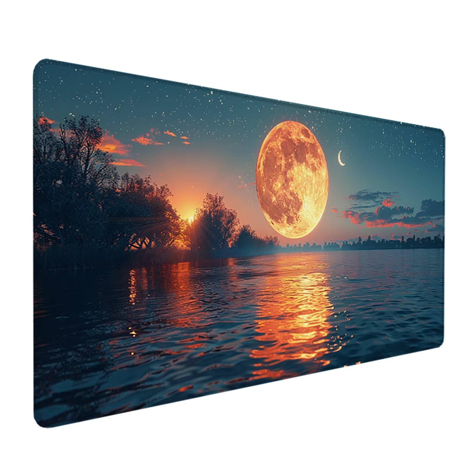 Luna Alfombrilla Ratón Gaming XXL 1500 x 800 mm, Alfombrilla Gaming Amarillo Mousepad con Base de Goma Antideslizante, Impermeable Desk Mat para Teclado y Raton, Accesorios Gaming, Regalos Z-4