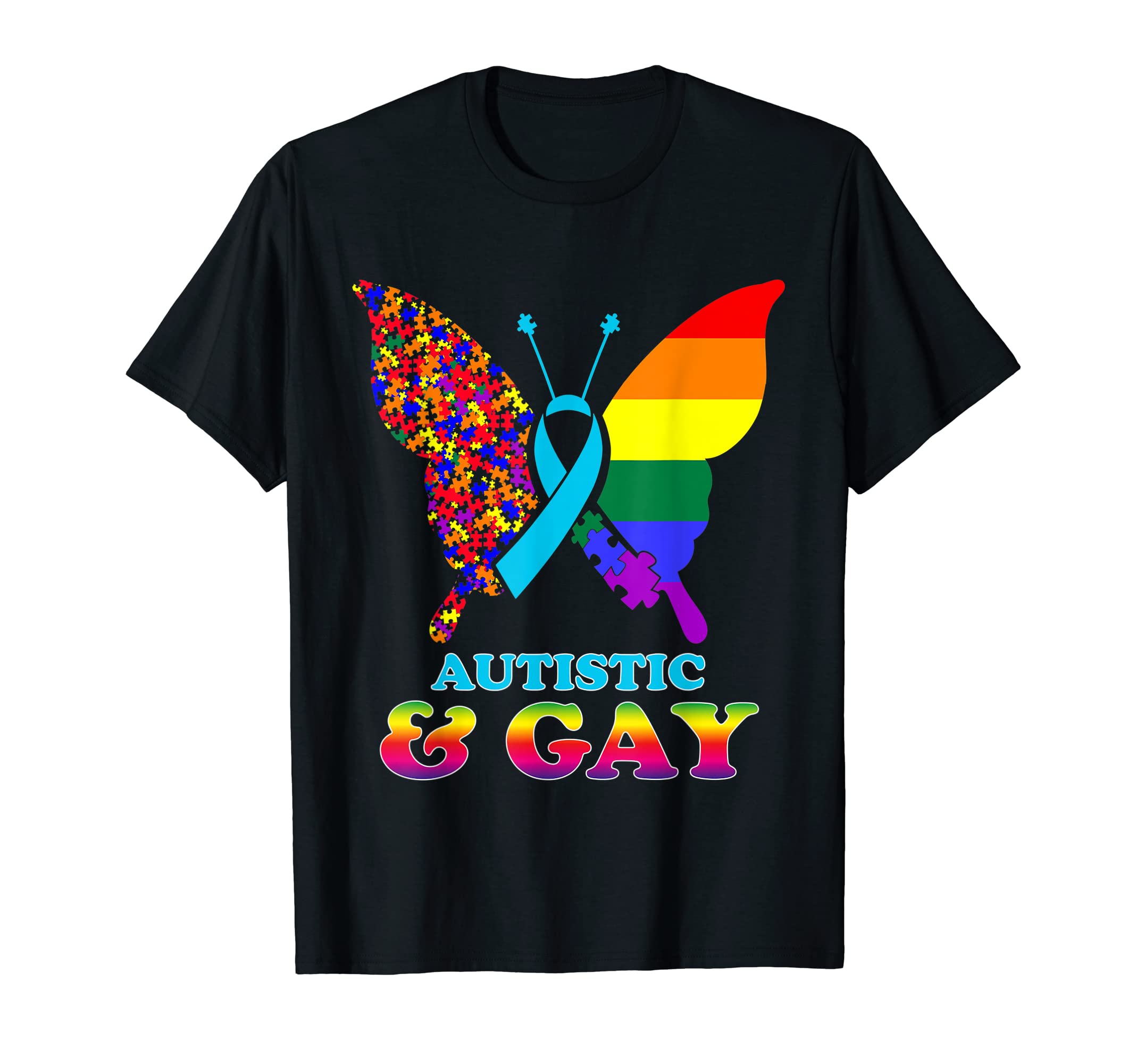 LGBTQIA Autism Awareness Clothing Store by ArtsyAutistic & Gay Autism Awareness LGBT Pride Butterfly Autism T-ShirtOEKO-TEX STANDARD 100