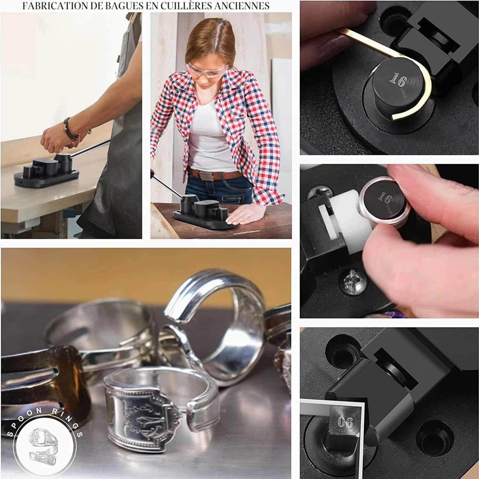 XIIW Outils de Cintrage D'anneaux 31 pièces avec Poignée rallongée de 30 cm | Machine à Plier Les Baguespour avec du nylon meurt 12/14/16/18/20/22mm, Support à bague, outil de mesure pour bagues