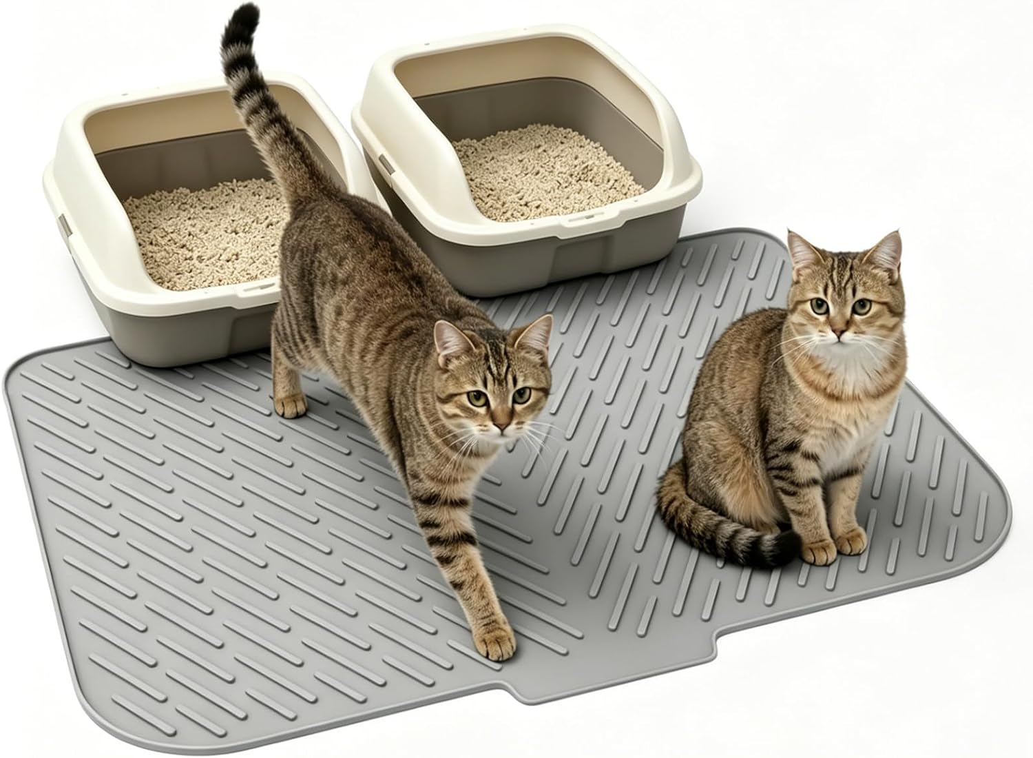 35"x27" Extra Large Silicone Cat Litter Mat for Multi-Cat Homes | Soft Silicone Material, Traps Loose Litter, Waterproof Raised Edges, Stays in Place, Easy to Shake & Clean