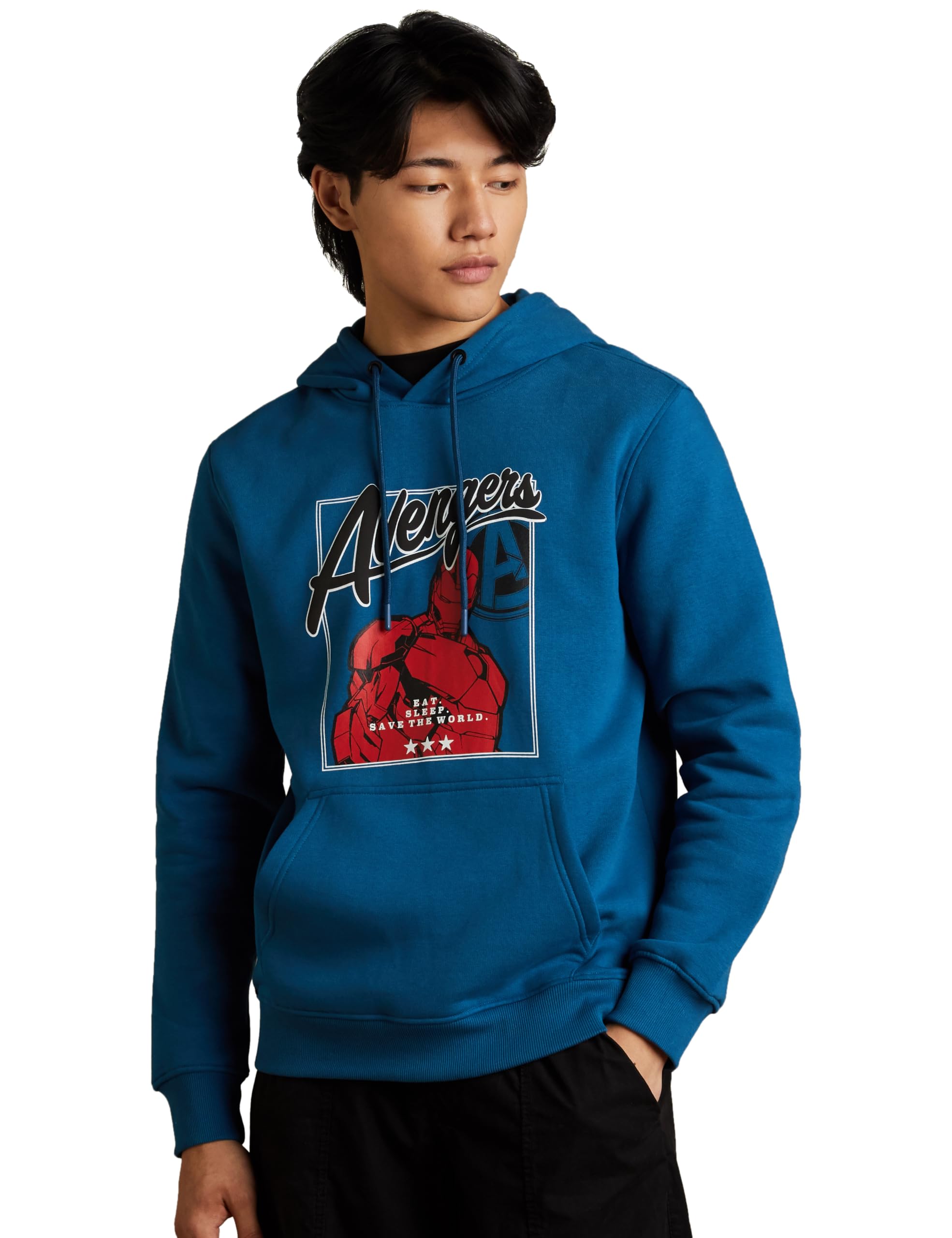 Amazon Brand - SymbolMen's Heavy Weight Hooded Sweatshirt (Available in Marvel & Disney Graphics) (Regular Fit)
