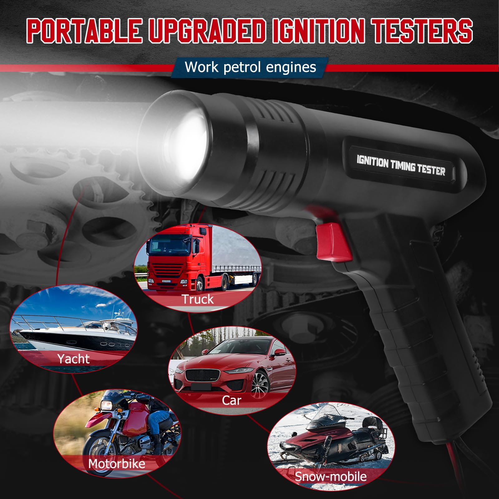 Lampe de minutage 12V, pistolet de minutage de moteur, lampe à flash puissant avec clip de capteur coulissant pour voiture, moto et marine