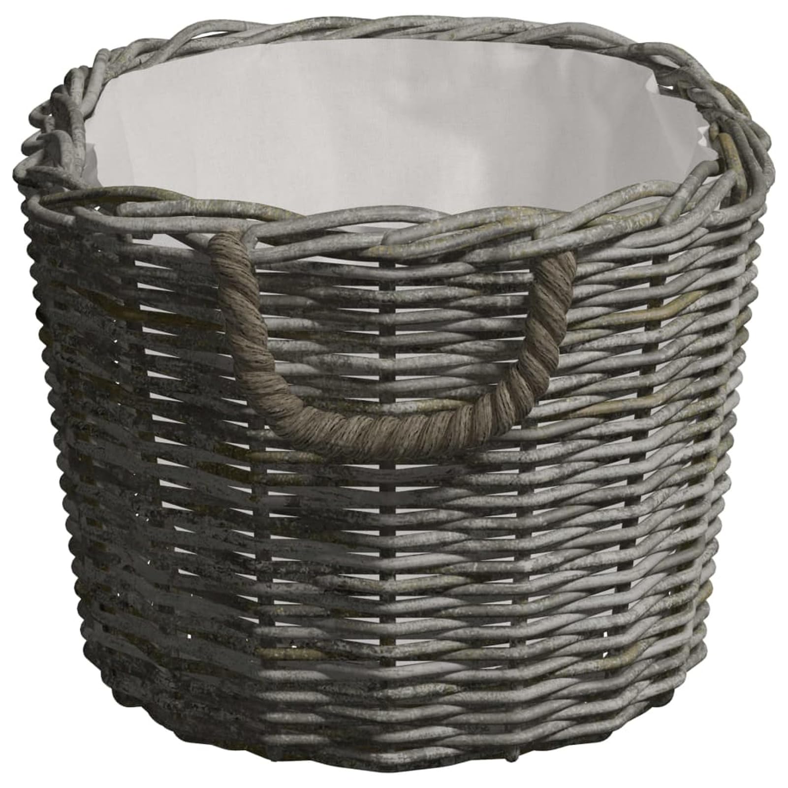 Homgoday Cestino a legna Manici di trasporto Salice Naturale Grigio 59x42x28 cm Cesto di vimini per conservare legna