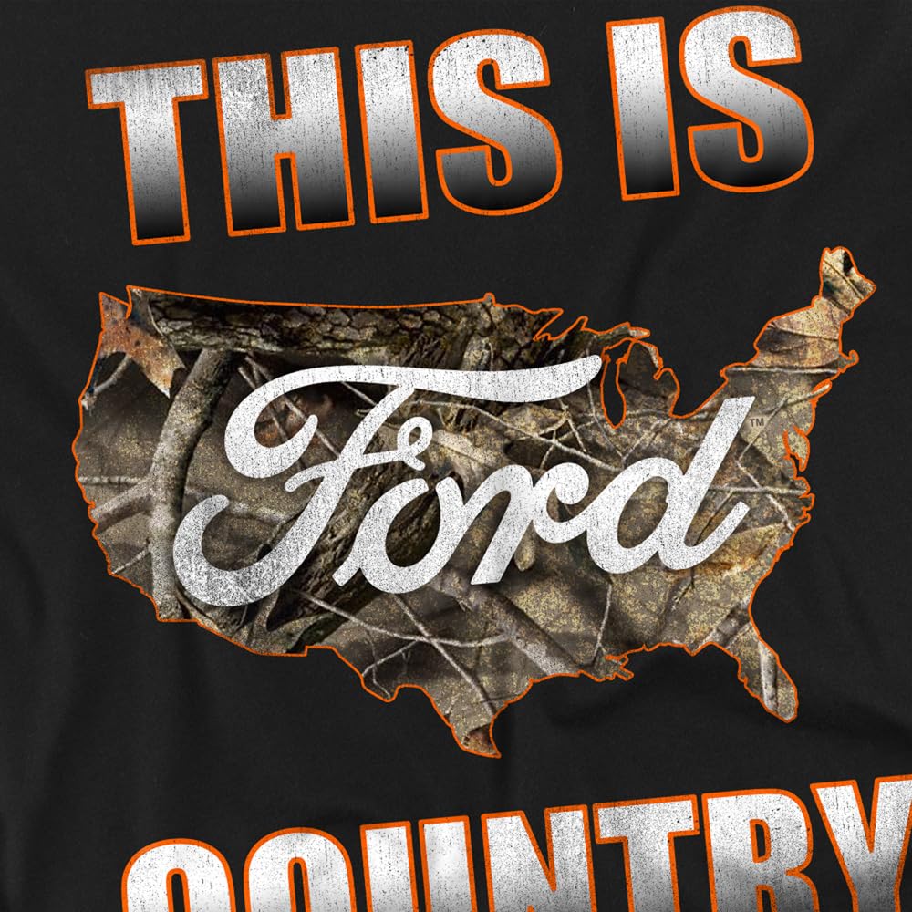 Ford Go Further Orange Camo Unisex Adult Tall T Shirt,Black, 2X-Large