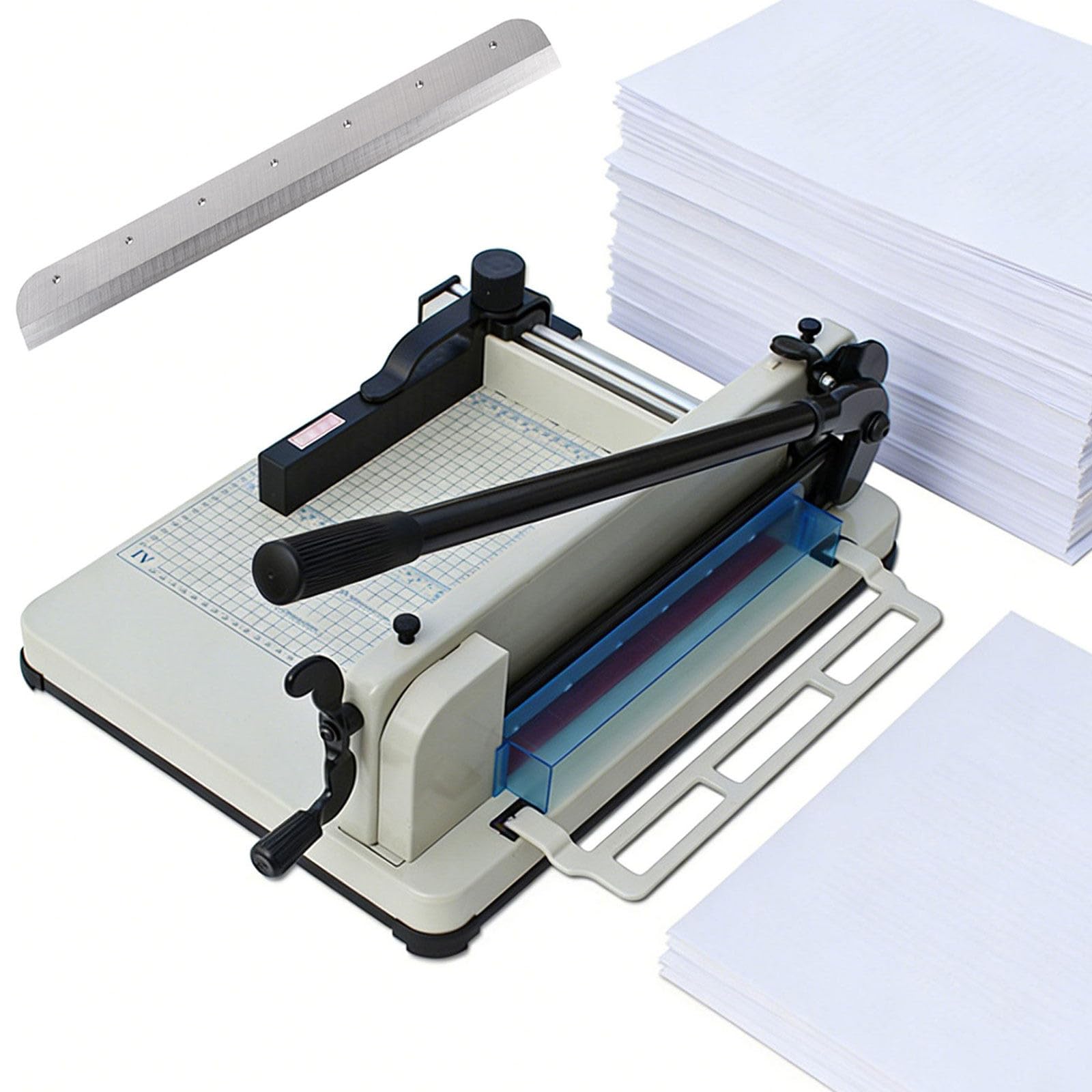A4/A3 Heavy Duty Paper Cutter, 12"/17" Blade, Guillotine Paper Cutter, Stack Paper Trimmer for Cutting Stack Paper/Photos/Soft PVC/Leather, Max Paper Cutting 400 Sheets A3 (size_name A4+blade*1)