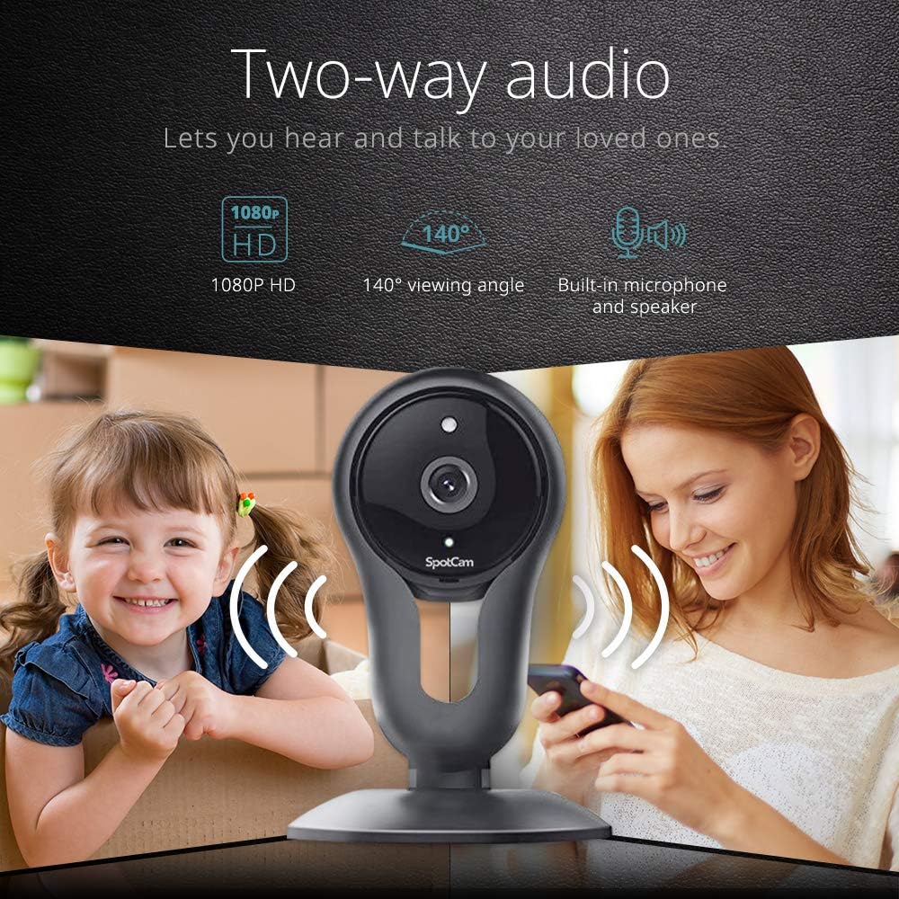 SpotCam FHD 2 Wireless Home Security Camera, 1080p FHD, Indoor, Night Vision, Two-Way Talk, Motion & Sound Alert, Alarm Siren, for Home/Office/Baby/Nanny/Pet, Free Fulltime Continuous Cloud Recording