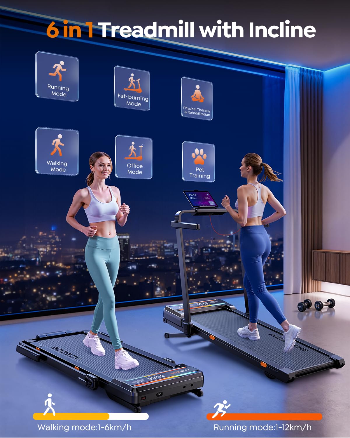 Tapis roulant per casa con inclinazione, 5 in 1 Walking Pad con pendenza del 12%, tapis roulant pieghevole 2,5 HP per casa e ufficio, display a 2 LED, portata fino a 136 kg, nessuna installazione