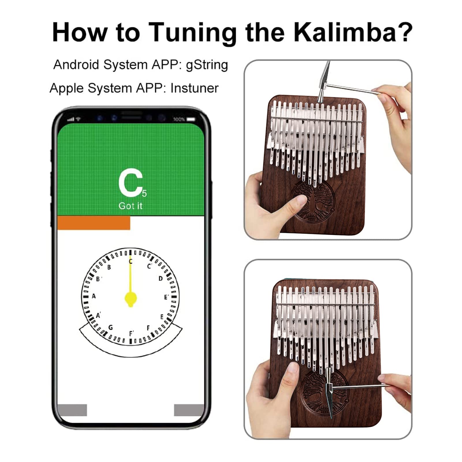 Kalimba Professionale a 34 Chiavi - Cromatica a Doppio Strato Con Tavola Armonica in Legno Massello - Tono Etereo Con Risonanza Sostenuta