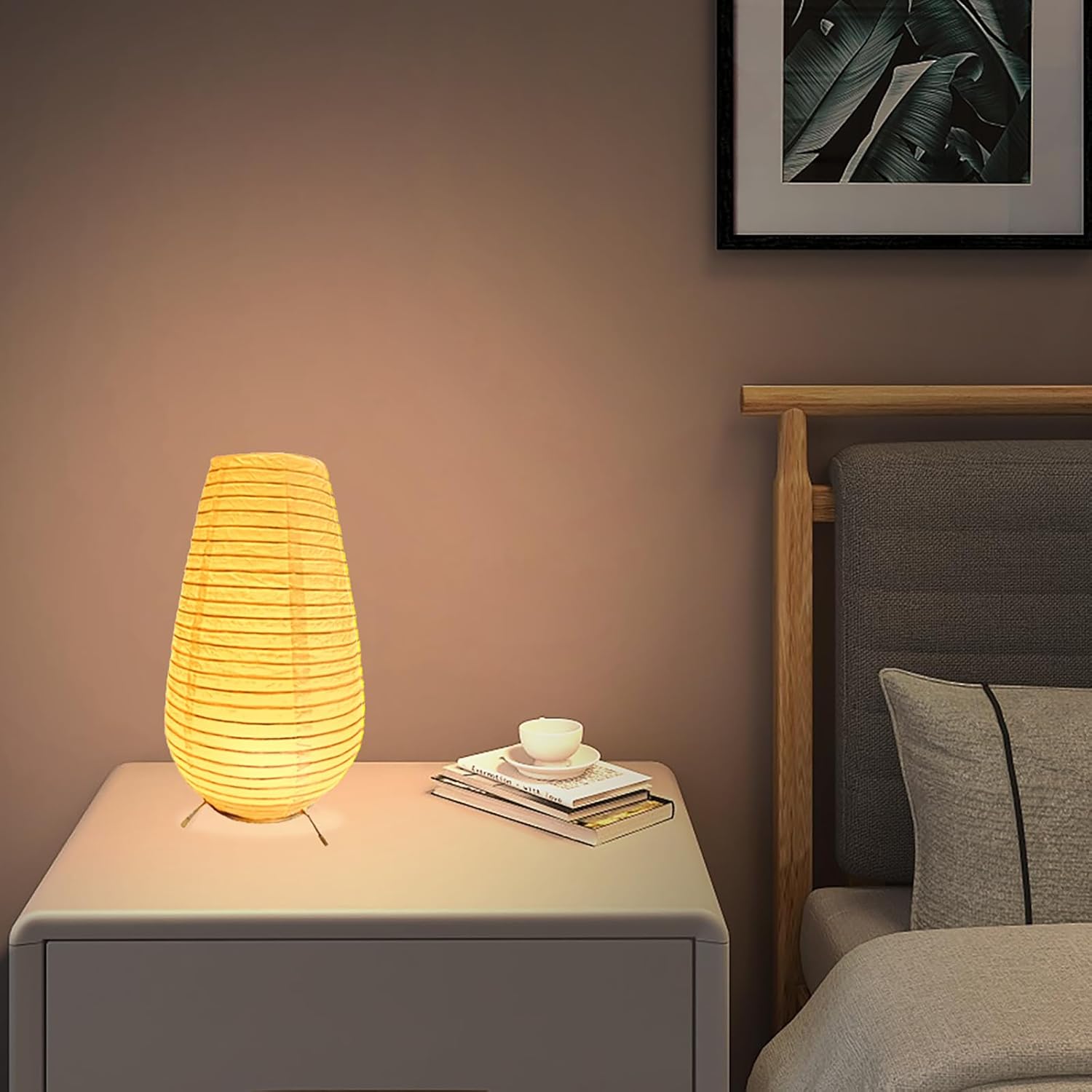 10 Inch Battery Operated Lamp, Cute Paper Lamp, Cozy Accent Table Lamp, Small Tabletop Night Light for Bedroom Living Room Desk