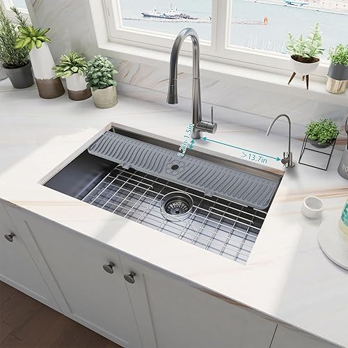 Miniatura 7 de Protector contra salpicaduras de fregadero de 30 pulgadas, alfombrilla para grifo de fregadero, protector contra salpicaduras de grifo más largo,