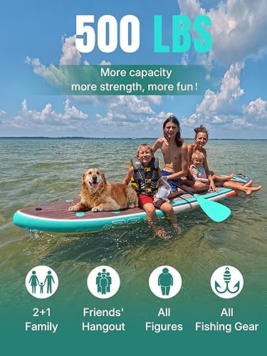 Vista 19 de Niphean Tabla de remo inflable (extra grande) para 2+1 personas/familia, capacidad de 500 libras, tabla de remo con accesorios de SUP, tabla de remo