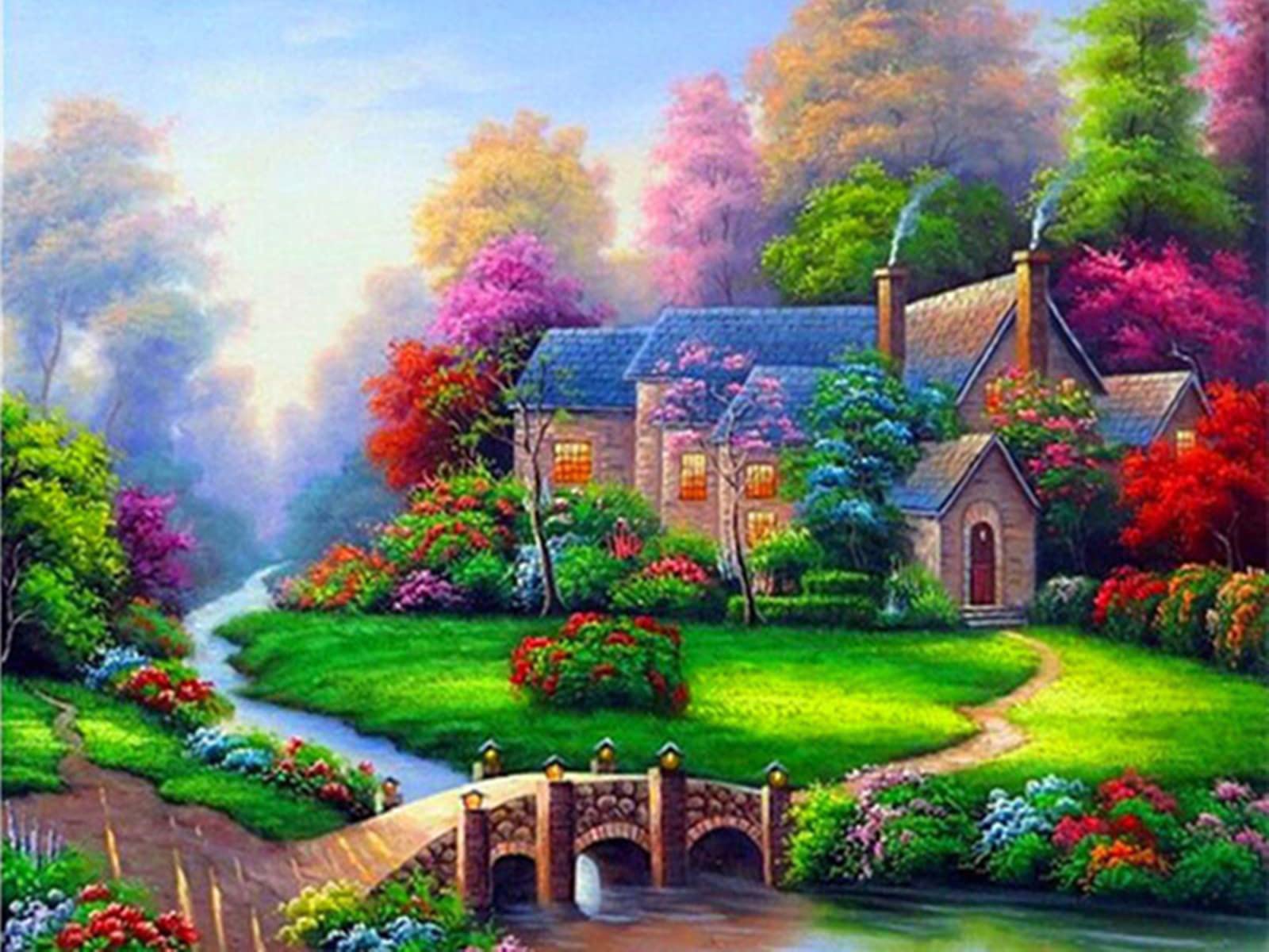 Puzzles 1500 Stück für Erwachsene Süßigkeitenhaus öLgemäLde Puzzles FüR Erwachsene Puzzles Tiere Puzzles Dekoration Fertige Größe 87×57cm