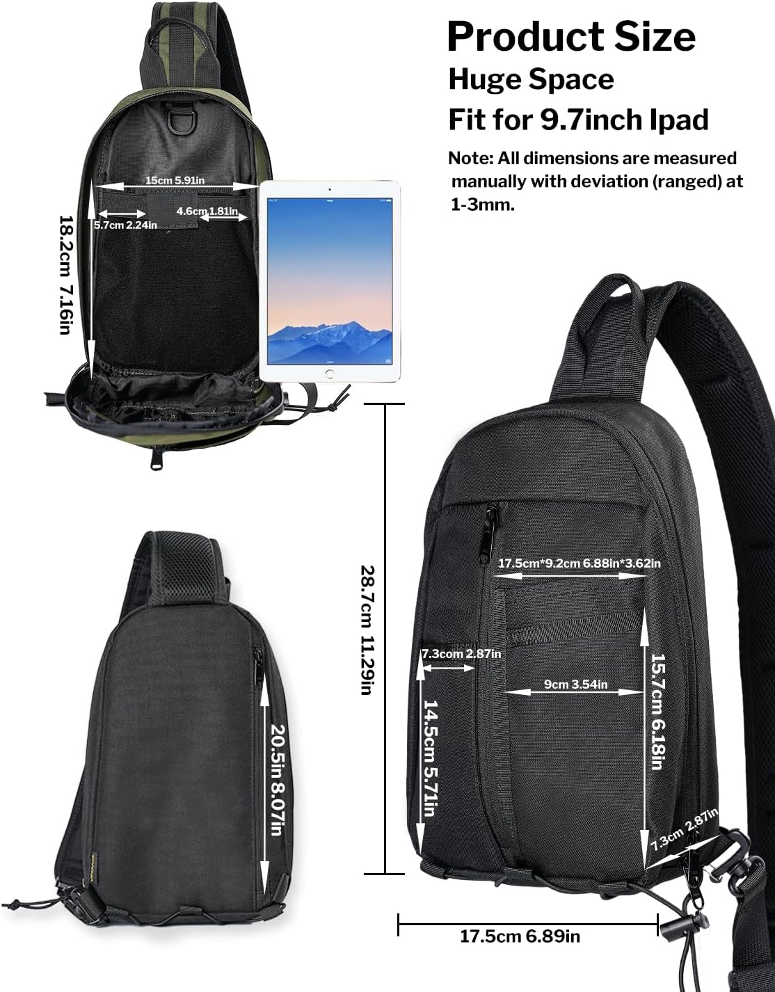 VIPERADE UGS1 Casual Daypack Shoulder Sling Bag Small Outdoor Chest Pack for Men Traveling, Hiking, Camping (Green)