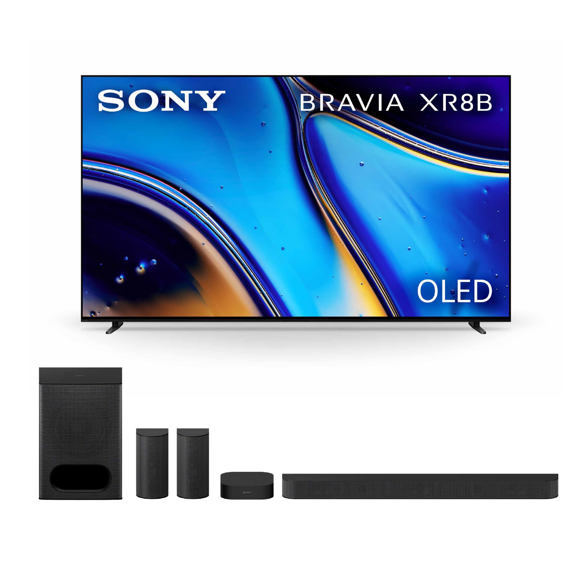 Sony 65" BRAVIA XR8B 4K OLED Smart TV (2025) &amp; BRAVIA Theater System 6 5.1ch Home Theater Sound Bar Bundle with Subwoofer and Rear Speakers