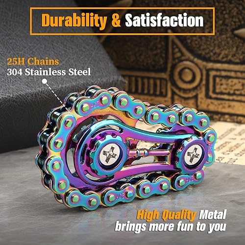 Miniatura 4 de Cool Sprockets Fidget Chain, Fidget Spinner Juguetes para niños y adultos, engranajes de cadena de bicicleta sensoriales de metal, novedad EDC,