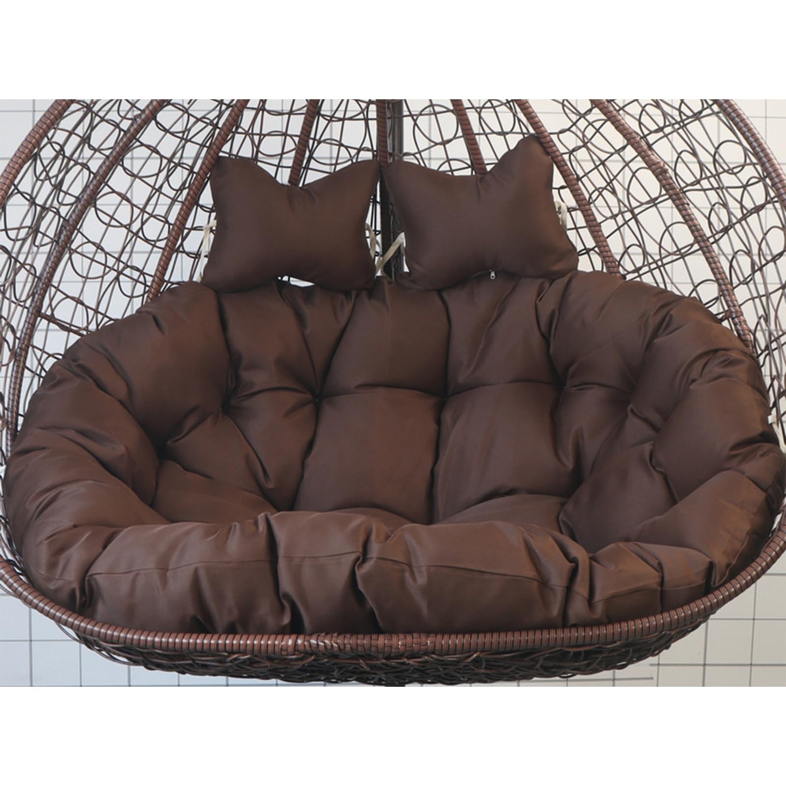Thick Hanging Egg Chair Cushion for Outdoor Use, 59x43.3 Inch Swing Chair Cushion, Fade-Resistant Polyester, 2 Pillows, Perfect Replacement for Egg