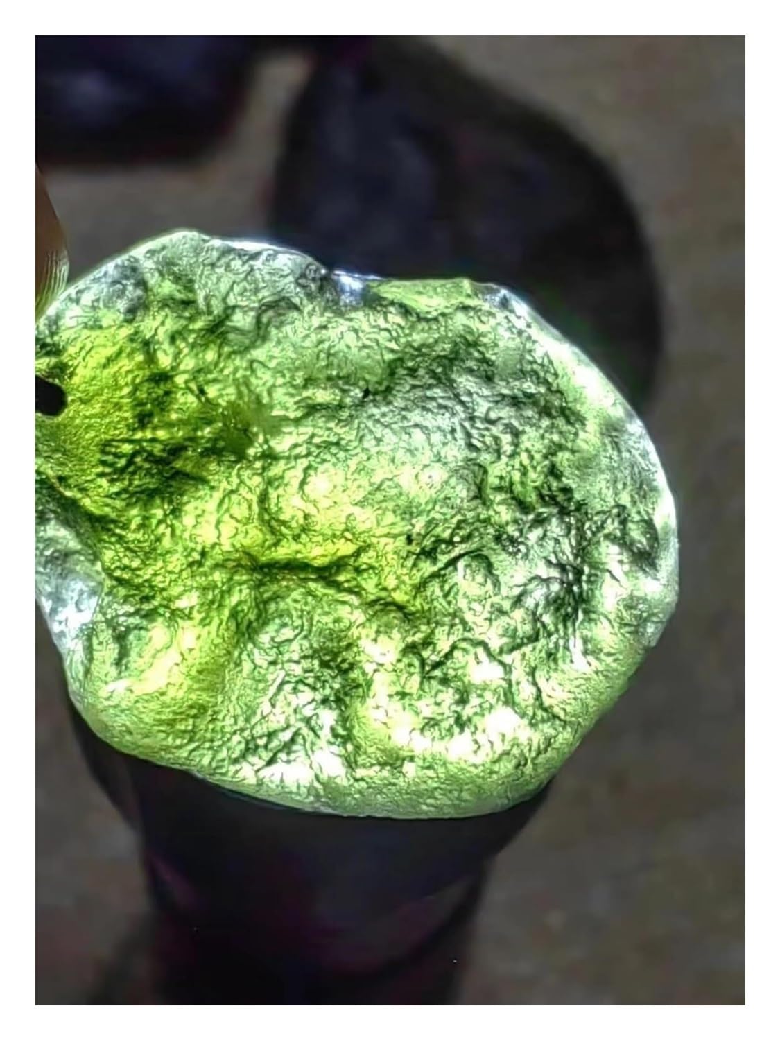 Collier en Cristal De Moldavite Brut Certifié Météorite, Collier en Cristal De Guérison Moldavite Tektite, Forme Irrégulière