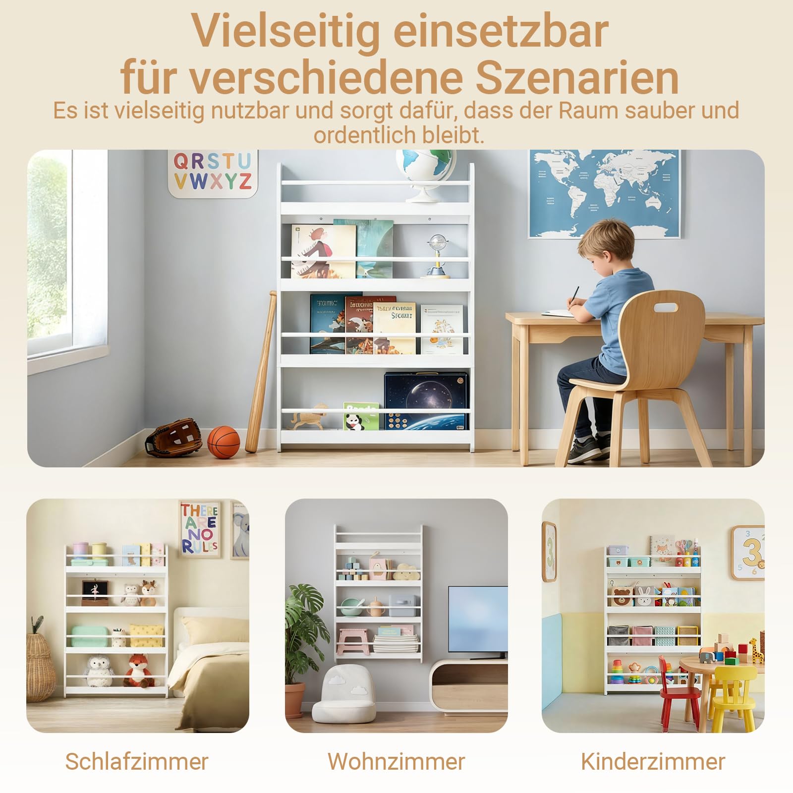 SoBuy Kinder Bücherregal Wandregal 80x118x12 cm für Kinderzimmer