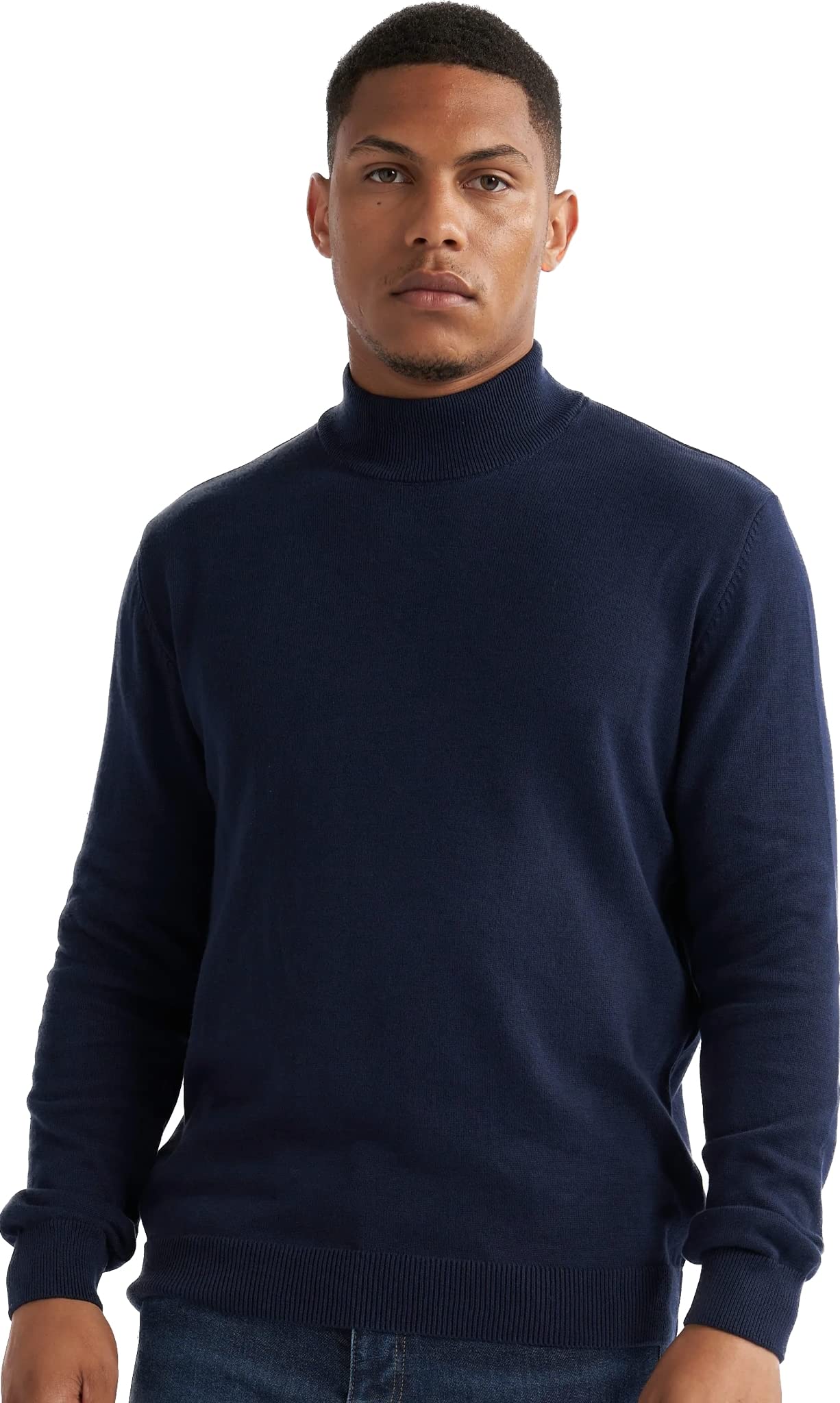 Alse Studio Turtleneck Jumper - 100% Premium Cotton - Navy - Size L