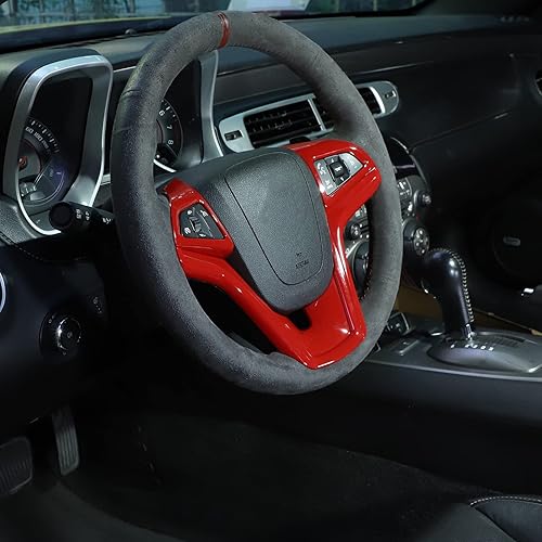 Miniatura 7 de RT-TCZ Kit de decoración de anillo para moldura de volante, accesorios interiores para Chevrolet Camaro 2012, 2013, 2014, 2015, 3 unidades (rojo)