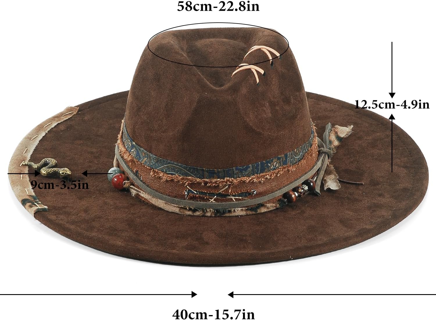 Wide Brim Fedora Hat for Men Women Retro Western Felt Hats - Image 3