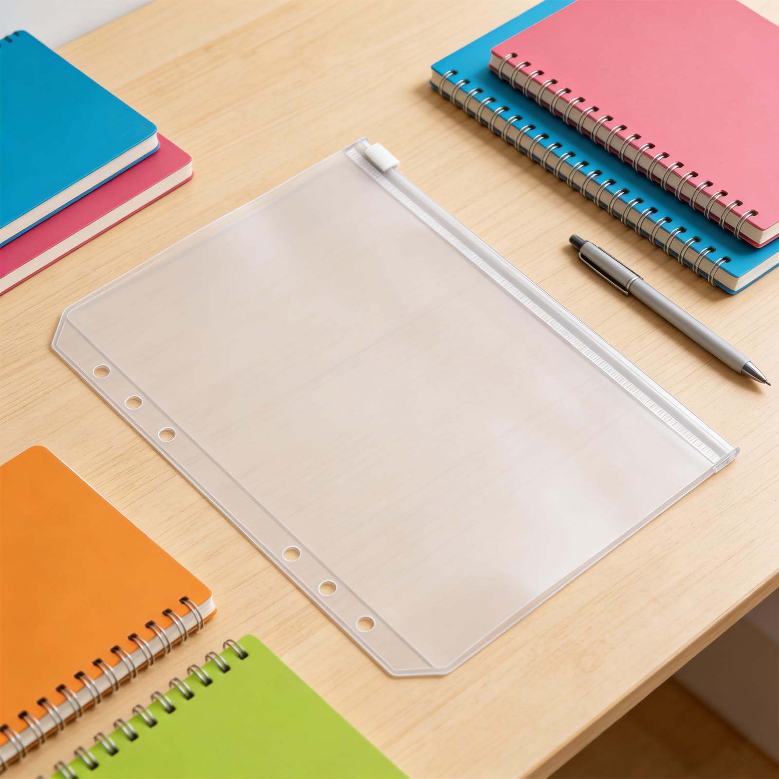 50 Stück Binder Taschen A5, Dokumententasche A5 zum Abheften mit Reißverschluss, Dokumentenmappe Loseblattbeutel mit 6 Binderlöcher für Dokumente Organisieren