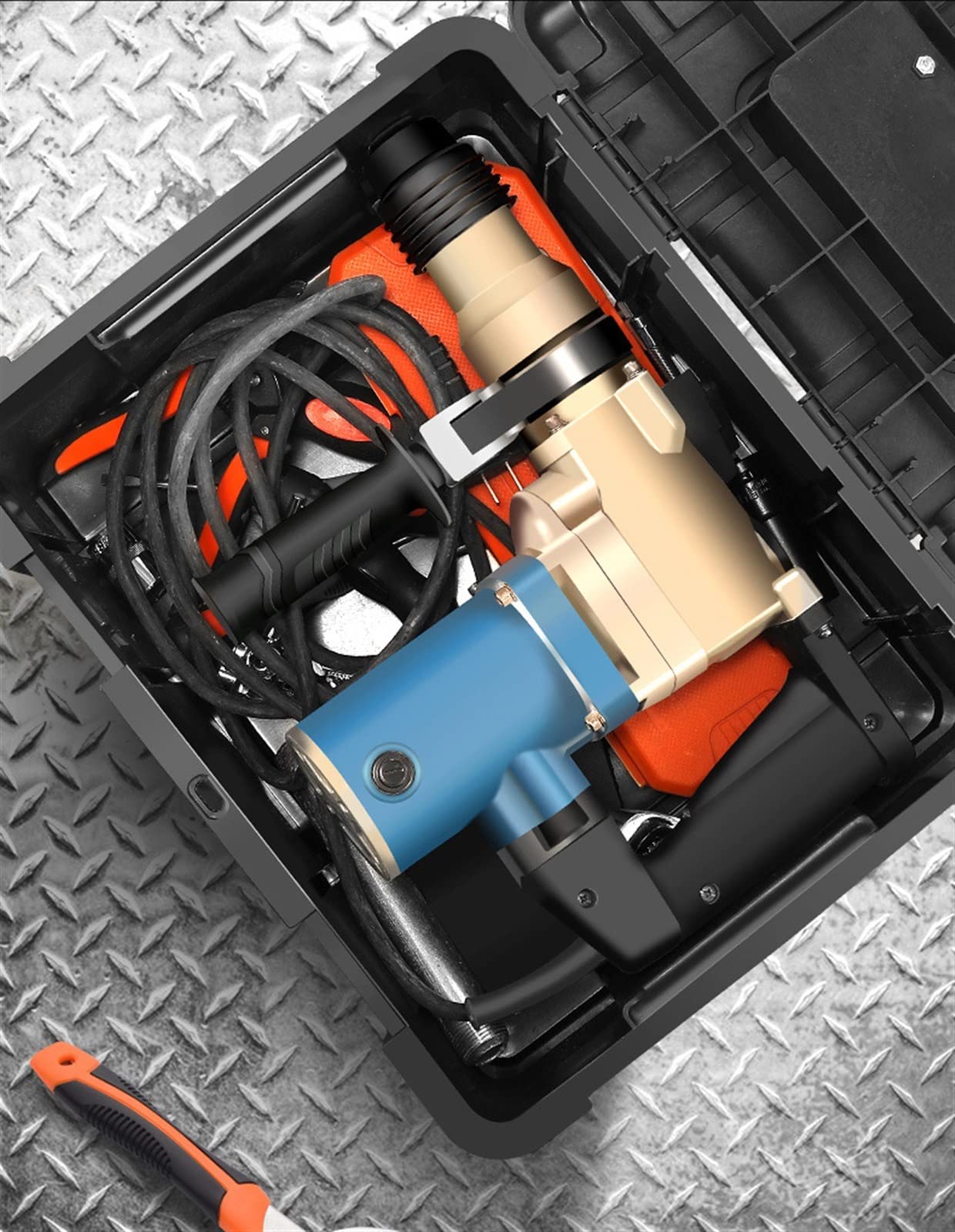 Caja de herramientas profesional portátil con accesorios para electricista, organizador de herramientas de almacenamiento de garaje con bandeja de piezas (21 pulgadas)