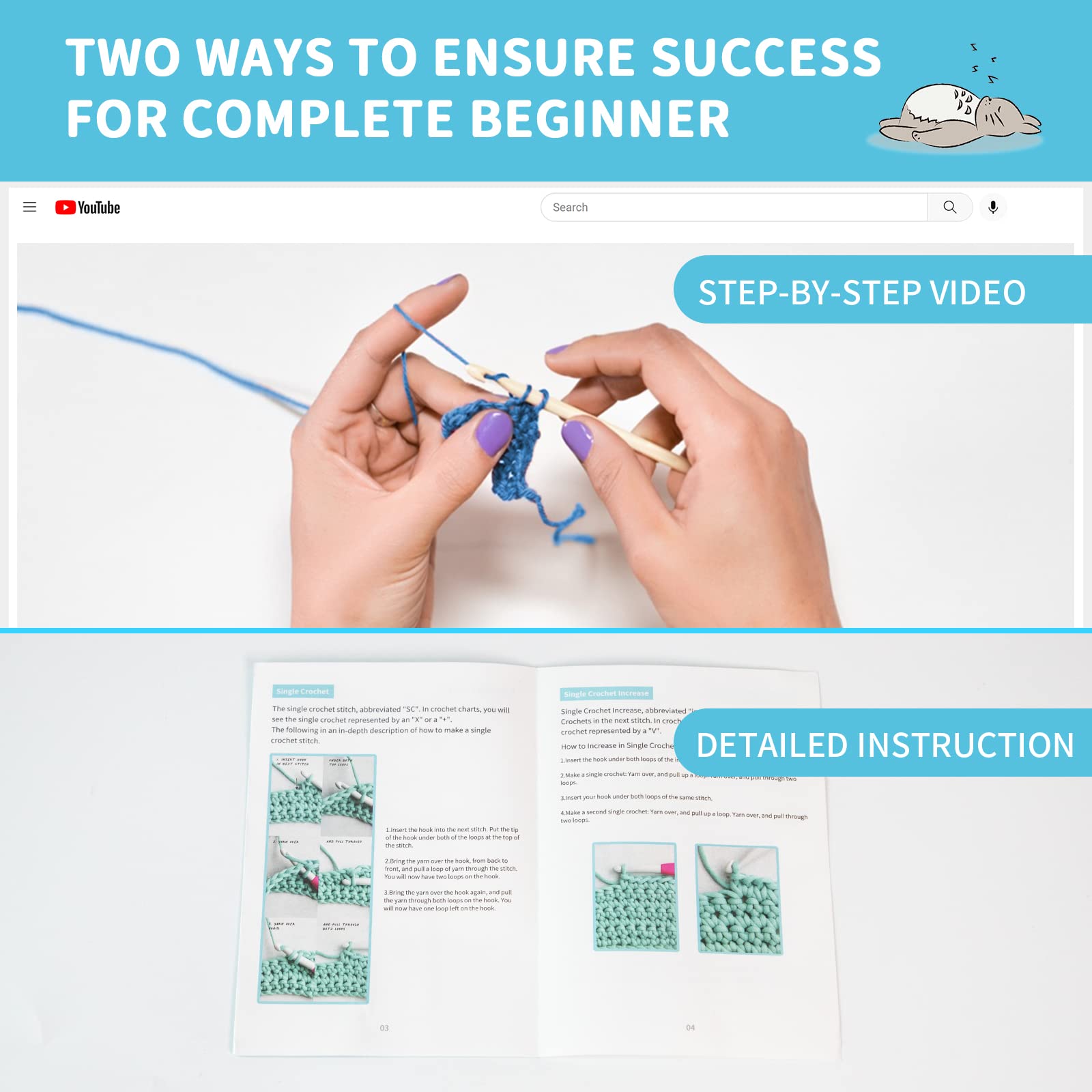 Amazon.com: Puppify 初學者鉤針套組含棉- 壓克力紗可愛鉤針套組附詳細說明(不一定有中文版)和逐步教學影片: 藝術、手工藝與縫紉