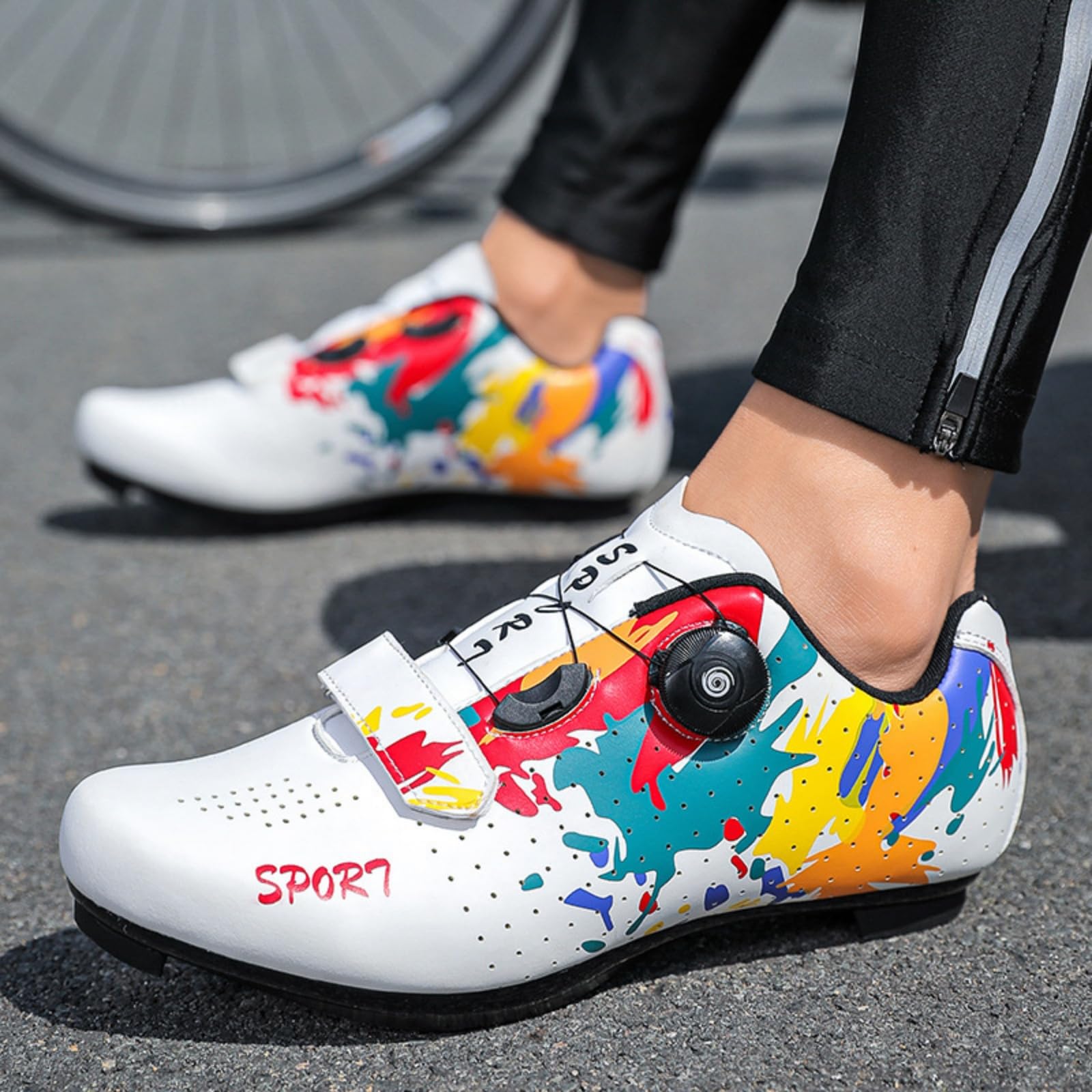 Mateju Chaussures Cyclisme sans Verrouillage Homme Femme, 36-48 EU Chaussures de Cyclisme Semelle en Caoutchouc Antidérapant et Respirant pour Sport Extérieur