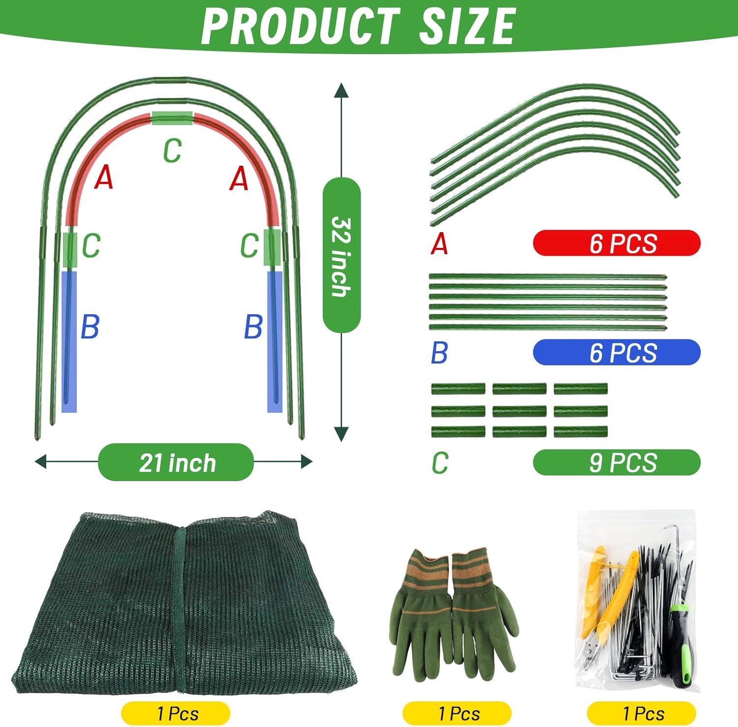 Chicken Runs for Yard,79" & 157" Extra Long Foldable Chicken Tunnels for Outside,All-in-One Kit with Sun Protection Net, Removable Door, Frame & Tools (Green, 79 * 21 * 32 inches)