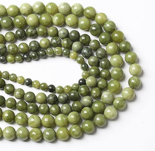 Miniatura 3 de Cuentas de jade verde chino natural, cuentas redondas sueltas para hacer joyas, pulseras, collares, 0.315 in, 45 unidades, 15 pulgadas