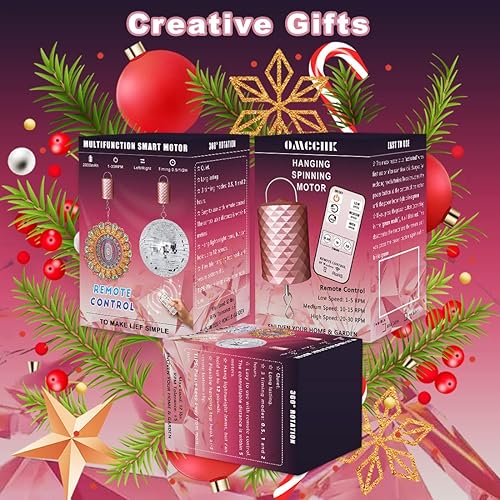 Miniatura 5 de Motor giratorio de viento con control remoto y temporizador, motor de bola de discoteca de 3 velocidades giratorias, motor lento eléctrico de 2 vías