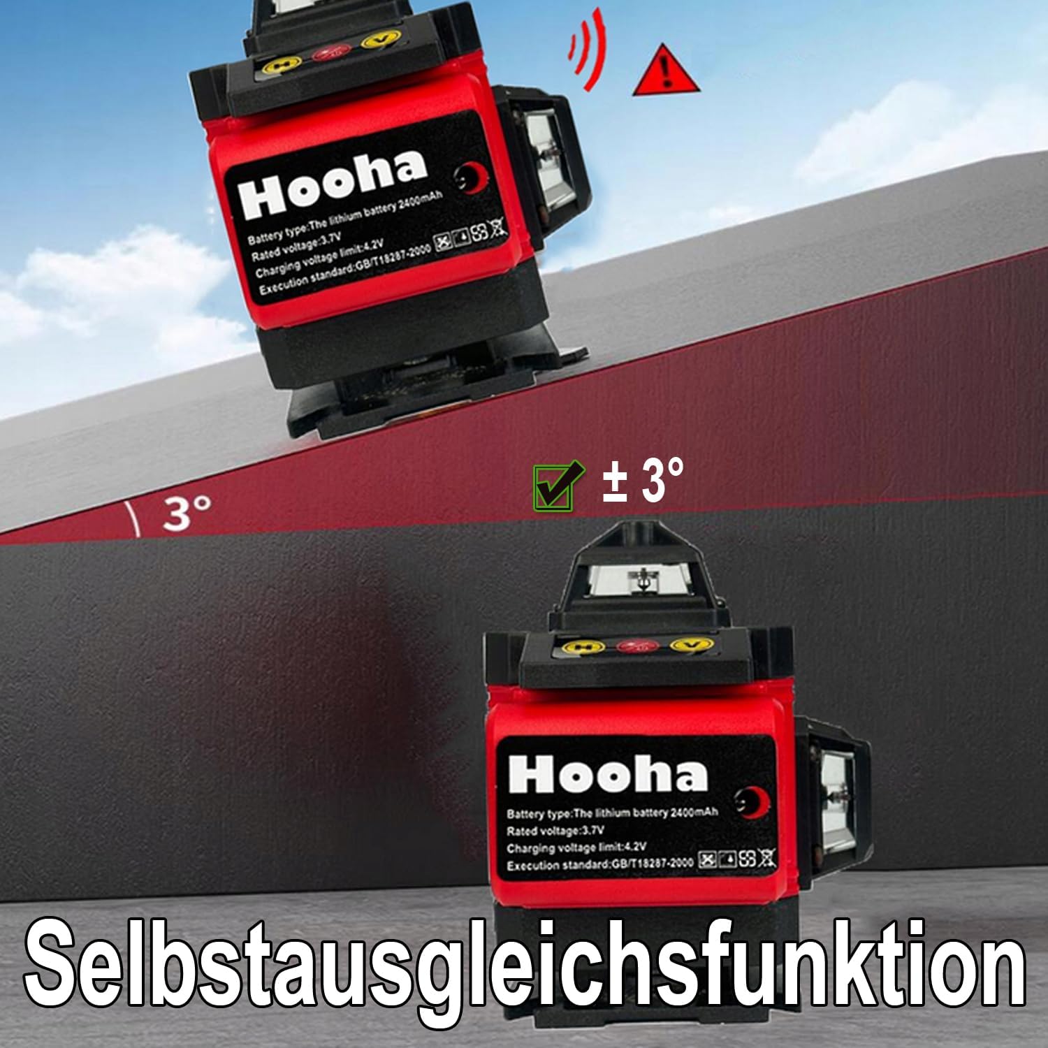 Hooha Kreuzlinienlaser Grün 16 Linien Niveliergeraet Laser 4x360°Kreuzlaser Baulaser Multifunktionaler mit Horizontalen&Vertikalen Linien&100cm Stativ&2Akkus&Fernbedienungen&Praktische Tragetasche