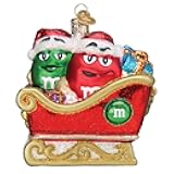 Old World Christmas M&M'S in Sleigh Glass Blown Ornament for Christmas Tree, Handcrafted Holiday Decoration, M&Ms Collection