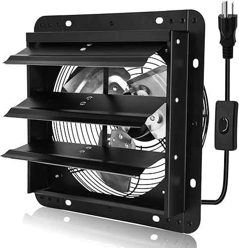 Miniatura 14 de Criditpid 14 Inch Shutter Exhaust Fan with Speed Controller, 1088 CFM High Speed Vent Fan with Adjustable Thermostat, 1700 RPM Wall Mounted Kitchen