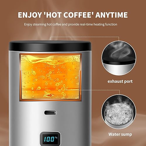 Miniatura 6 de RQUOIRE Cafetera portátil 3 en 1, máquina de café expreso, cafetera de viaje autocalentable compatible con cápsulas NS, DG y café molido, pequeña